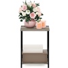 Furinno Simplistic Side Table, 2-Tier Rustic Brown End Table with Metal Frame, Open Shelf Night Stand, Bedside Table, Easy Assembly, for Living Room, Bedroom, Amber Oak(Plain White/White)