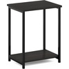 Furinno Simplistic Side Table, 2-Tier Rustic Brown End Table with Metal Frame, Open Shelf Night Stand, Bedside Table, Easy Assembly, for Living Room, Bedroom, Amber Oak(Black Espresso)