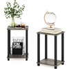 Furinno Simplistic Toolless Assembly Set of 2 Side Table, Grey 2-Tier End Table, Open Shelf Night Stand, Bedside Table for Living Room, Bedroom, Home Office, Grey Oak/Black(Grey Oak/Black)