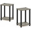 Furinno Simplistic Toolless Assembly Set of 2 Side Table, Grey 2-Tier End Table, Open Shelf Night Stand, Bedside Table for Living Room, Bedroom, Home Office, Grey Oak/Black(Grey Oak/Black)