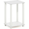 Furinno Simplistic Toolless Assembly Side Table, White 2-Tier End Table, Open Shelf Night Stand, Bedside Table for Living Room, Bedroom, Home Office, Plain White/White(Plain White/White)