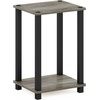 Furinno Simplistic Toolless Assembly Side Table, White 2-Tier End Table, Open Shelf Night Stand, Bedside Table for Living Room, Bedroom, Home Office, Plain White/White(Grey Oak/Black)