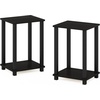 Furinno Simplistic Toolless Assembly Side Table, White 2-Tier End Table, Open Shelf Night Stand, Bedside Table for Living Room, Bedroom, Home Office, Plain White/White(Black Espresso/Black)