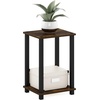 Furinno Simplistic Toolless Assembly Side Table, White 2-Tier End Table, Open Shelf Night Stand, Bedside Table for Living Room, Bedroom, Home Office, Plain White/White(Amber Oak/Black)