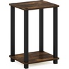 Furinno Simplistic Toolless Assembly Side Table, White 2-Tier End Table, Open Shelf Night Stand, Bedside Table for Living Room, Bedroom, Home Office, Plain White/White(Amber Oak/Black)