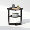 Furinno Tidur 2-Tier Oval Night Stand, Black Nightstand with Round Edge Tabletop, Open Shelf Bedside Table, End Table, Side Table, for Bedroom, Living Room, Black Walnut