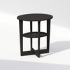 Furinno Tidur 2-Tier Oval Night Stand, Black Nightstand with Round Edge Tabletop, Open Shelf Bedside Table, End Table, Side Table, for Bedroom, Living Room, Black Walnut