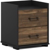 Furinno Tidur Night Stand with Drawers, Rustic Brown Nightstand with 2 Drawers, Open Shelf Bedside Table, End Table, Side Table, Brown Walnut/Black