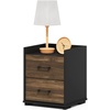 Furinno Tidur Night Stand with Drawers, Rustic Brown Nightstand with 2 Drawers, Open Shelf Bedside Table, End Table, Side Table, Brown Walnut/Black
