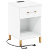 Furinno Tidur Side Table with Charging Station, End Table, Night Stand, Bedside Table with USB and Type-C Charging Port, for Living Room, Bedroom, Plain White