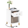 Furinno Tidur Side Table with Charging Station, End Table, Night Stand, Bedside Table with USB and Type-C Charging Port, for Living Room, Bedroom, Plain White