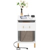 Furinno Tidur Side Table with Charging Station, End Table, Night Stand, Bedside Table with USB and Type-C Charging Port, for Living Room, Bedroom, Plain White