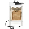 Furinno Turn-N-Tube 2-Tier Square Side Table with Charging Station, End Table, Night Stand, Bedside Table with USB and Type-C Charging Port, for Living Room, Bedroom, Plain White(Plain White/White)