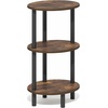 Furinno Turn-N-Tube 3-Tier Oval Side Table, Rustic Brown End Table, Night Stand, Bedside Table for Living Room, Bedroom, Amber Oak/Black(Amber Oak/Black)
