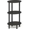 Furinno Turn-N-Tube 3-Tier Oval Side Table, Rustic Brown End Table, Night Stand, Bedside Table for Living Room, Bedroom, Amber Oak/Black(Black Espresso/Black)
