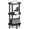 Furinno Turn-N-Tube 3-Tier Oval Side Table, Rustic Brown End Table, Night Stand, Bedside Table for Living Room, Bedroom, Amber Oak/Black(Black Espresso/Black)