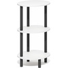 Furinno Turn-N-Tube 3-Tier Oval Side Table, White End Table, Night Stand, Bedside Table for Living Room, Bedroom, Plain White/Black(Plain White/Black)