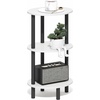 Furinno Turn-N-Tube 3-Tier Oval Side Table, White End Table, Night Stand, Bedside Table for Living Room, Bedroom, Plain White/Black(Plain White/Black)