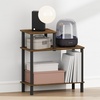 Furinno Turn-N-Tube Night Stand, 3-Tier Rectangle Nightstand with Open Shelf, Toolless Assembly Side Table, End Table, for Living Room, Bedroom, Amber Pine(Amber Pine/Black)