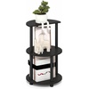 Furinno Turn-N-Tube Side Table, 3-Tier Round End Table, Half Round Top Panel Night Stand, Nightstand, Bedside Table with Open Shelf, for Living Room, Bedroom, Black Espresso(Black Espresso/Black)