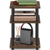 Furinno Turn-N-Tube Toolless Assembly Side Table, Rustic Brown 3-Tier End Table, Night Stand, Bedside Table for Living Room, Bedroom, Home Office, Amber Oak/Black(Amber Oak/Black)