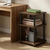Furinno Turn-N-Tube Toolless Assembly Side Table, Rustic Brown 3-Tier End Table, Night Stand, Bedside Table for Living Room, Bedroom, Home Office, Amber Oak/Black(Amber Oak/Black)