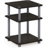 Furinno Turn-N-Tube Toolless Assembly Side Table, Rustic Brown 3-Tier End Table, Night Stand, Bedside Table for Living Room, Bedroom, Home Office, Amber Oak/Black(Black Espresso/Black)