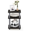 Furinno Turn-N-Tube Toolless Assembly Side Table, Rustic Brown 3-Tier End Table, Night Stand, Bedside Table for Living Room, Bedroom, Home Office, Amber Oak/Black(Black Espresso/Black)