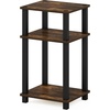 Furinno Turn-N-Tube Toolless Assembly Side Table Set of 2, Stackable 2-Tier Grey End Table with Open Shelf, Night Stand, Bedside Table, for Living Room, Bedroom, Grey Oak(Amber Pine/Black)