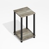 Furinno Turn-N-Tube Toolless Assembly Side Table Set of 2, Stackable 2-Tier Grey End Table with Open Shelf, Night Stand, Bedside Table, for Living Room, Bedroom, Grey Oak(Grey Oak)
