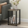 Furinno Turn-N-Tube Toolless Assembly Side Table Set of 2, Stackable 2-Tier Grey End Table with Open Shelf, Night Stand, Bedside Table, for Living Room, Bedroom, Grey Oak(Grey Oak/Black)