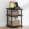 Furinno Turn-N-Tube Toolless Assembly Side Table Set of 2, Stackable 2-Tier Grey End Table with Open Shelf, Night Stand, Bedside Table, for Living Room, Bedroom, Grey Oak(Espresso/Black)