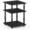 Furinno Turn-N-Tube Toolless Assembly Side Table Set of 2, Stackable 2-Tier Grey End Table with Open Shelf, Night Stand, Bedside Table, for Living Room, Bedroom, Grey Oak(Espresso/Black)