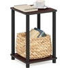 Furinno Turn-N-Tube Toolless Assembly Side Table Set of 2, Stackable 2-Tier Grey End Table with Open Shelf, Night Stand, Bedside Table, for Living Room, Bedroom, Grey Oak(Cherry Oak/Black)
