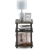 Furinno Turn-N-Tube Toolless Assembly Side Table, White 3-Tier End Table, Night Stand, Bedside Table for Living Room, Bedroom, Home Office, Plain White/White(Grey Oak/Black)