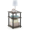 Furinno Turn-N-Tube Toolless Assembly Side Table, White 3-Tier End Table, Night Stand, Bedside Table for Living Room, Bedroom, Home Office, Plain White/White(Grey Oak/Black)