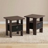 Furinno Andrey Side Table Set of 2, 2-Tier Grey End Table, Open Shelf Night Stand with Storage Bin, Nightstand, for Living Room, Bedroom, Home Office, Grey Oak(Dark Brown/Black)
