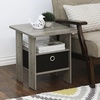 Furinno Andrey Side Table Set of 2, 2-Tier Grey End Table, Open Shelf Night Stand with Storage Bin, Nightstand, for Living Room, Bedroom, Home Office, Grey Oak(Grey Oak)
