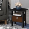Furinno Andrey Side Table with Bin Drawer, Black End Table with Open Shelves, Night Stand, Bedside Table, for Living Room, Bedroom, Dark Americano(Dark Americano/Medium Brown)