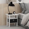 Furinno Andrey Side Table with Bin Drawer, Black End Table with Open Shelves, Night Stand, Bedside Table, for Living Room, Bedroom, Dark Americano(Plain White/Black)