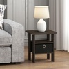 Furinno Andrey Side Table with Bin Drawer, Brown End Table with Open Shelves, Night Stand, Bedside Table, for Living Room, Bedroom, Dark Brown(Dark Brown/Black)
