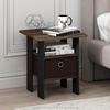 Furinno Andrey Side Table with Bin Drawer, Pink End Table with Open Shelves, Night Stand, Bedside Table, for Living Room, Bedroom, Pink(Brown Walnut/Dark Brown)