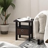 Furinno Andrey Side Table with Bin Drawer, Pink End Table with Open Shelves, Night Stand, Bedside Table, for Living Room, Bedroom, Pink(Dark Mocha)