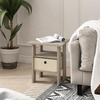 Furinno Andrey Side Table with Bin Drawer, Pink End Table with Open Shelves, Night Stand, Bedside Table, for Living Room, Bedroom, Pink(Light Oak)