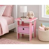 Furinno Andrey Side Table with Bin Drawer, Pink End Table with Open Shelves, Night Stand, Bedside Table, for Living Room, Bedroom, Pink(Soft Pink)