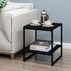 Furinno Camnus Side Table, 2-Tier Black End Table with Metal Frame, Square Night Stand with Open Shelf, Bedside Table, Easy Assembly, for Living Room, Bedroom, Dark Americano(Dark Americano)