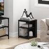 Furinno Camnus Side Table, 3-Tier Black End Table with Metal Frame, Square Night Stand with Open Shelf, Bedside Table, Easy Assembly, for Living Room, Bedroom, Dark Americano