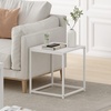 Furinno Camnus Side Table, Black End Table with Metal Frame, Square Open Frame Night Stand, Bedside Table, Easy Assembly, for Living Room, Bedroom, Dark Americano(Plain White)