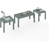 Furinno Classic Living Room Table Set of 3, Modern 1.8 Inch Thick Tabletop Rectangle Coffee Table with 2 Side Tables, End Tables, for Living Room, Home Office, Sage Green(Sage Green)