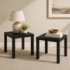 Furinno Classic Toolless Assembly Square Side Table Set of 2, Rustic Brown End Table with 1.8 Thick Tabletop, Night Stand, Bedside Table, for Living Room, Bedroom, Amber Oak(Classic Black)